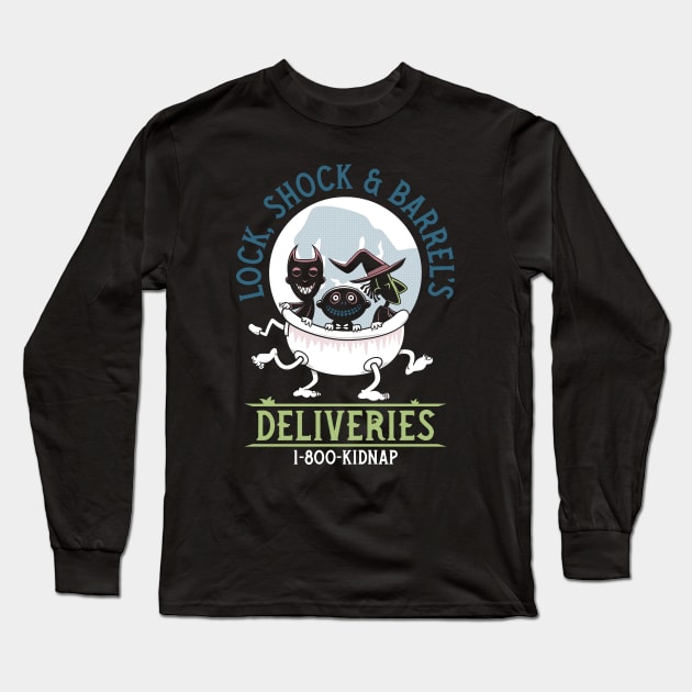 Lock, Shock & Barrel Deliveries - Nightmare - Creepy Cute Christmas Goth Long Sleeve T-Shirt by Nemons